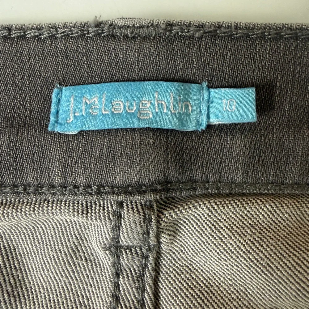J McLaughlin Wide Leg Jeans Womens 10 Grey High Rise Cropped Faded Stretch Denim